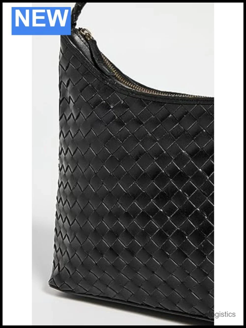 Woven Leather Hobo Bag Structured Shoulder Bag Patch Pocket